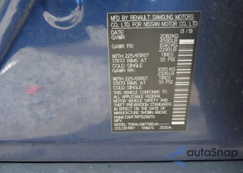 2019 Nissan Rogue Sv from USA, damaged, VIN KNMAT2MT7KP529970